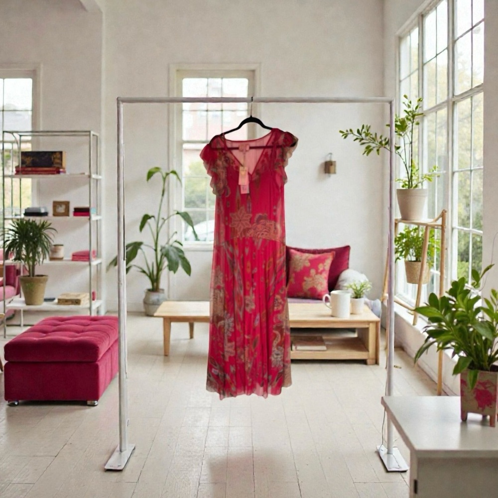 Johnny Was Red Floral Maxi Dress with Multicolor Embroidery - Picture 5 of 5